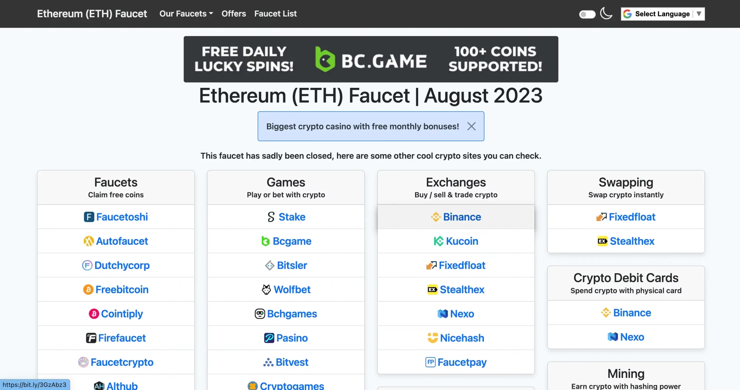 List of 6 Crypto Faucets on Ethereum ()