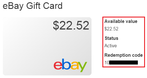 Ebay Gift Card code number - PayPal Community
