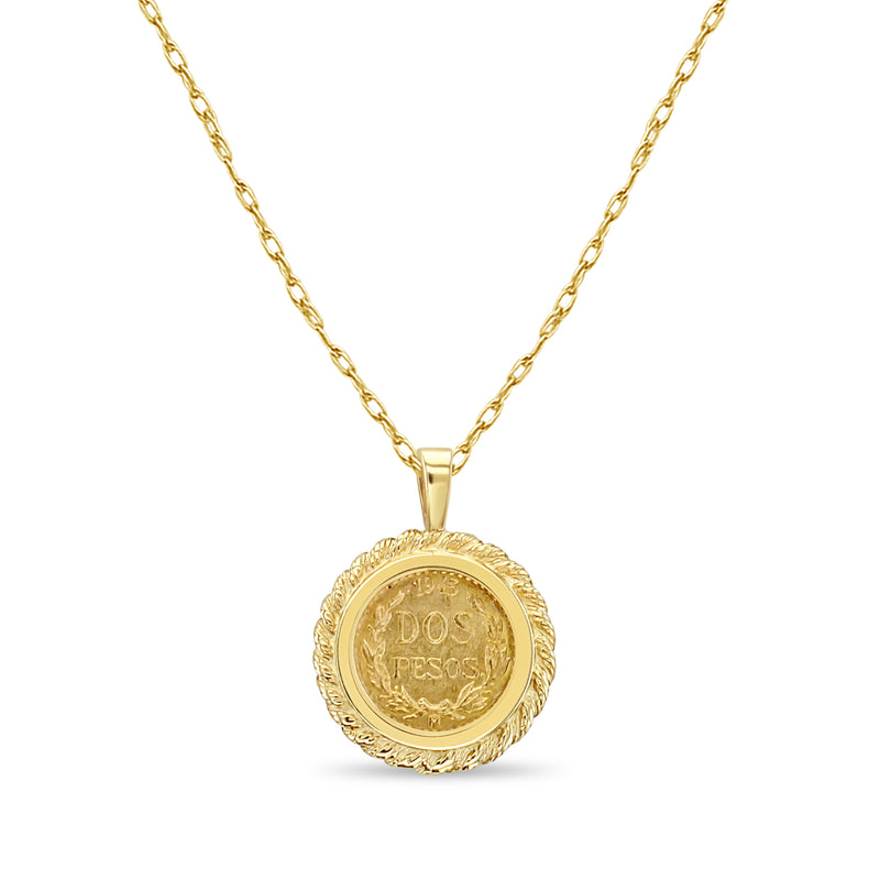 Dos Pesos Gold Necklace Shrimp 14k Yellow Gold Bezel – Queen of Gemz