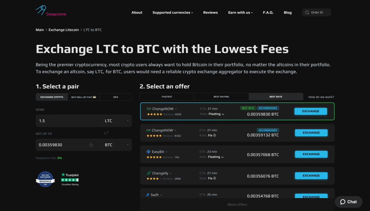 LTC to BTC Exchange | Convert Litecoin to Bitcoin on SimpleSwap