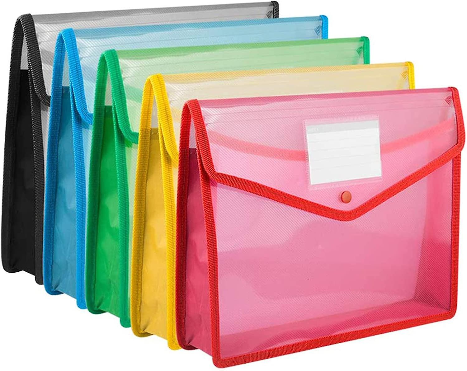 A4 Plastic Wallet Folder Poly Pockets Envelope,5 Pack File Folders wit – ThinkTex