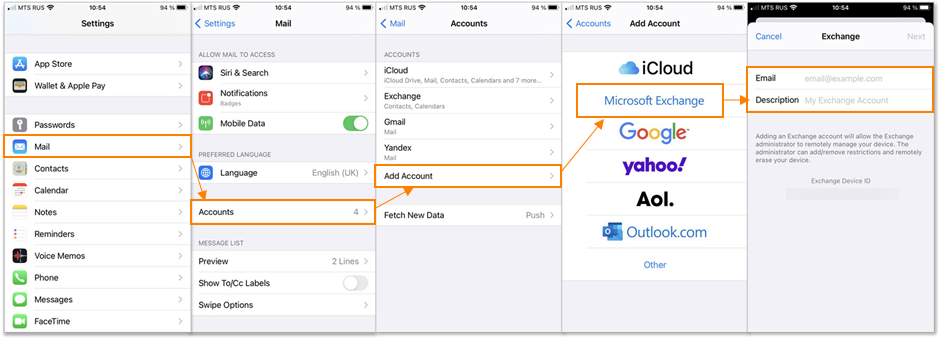 Apple Mail app integration with Microsoft Exchange