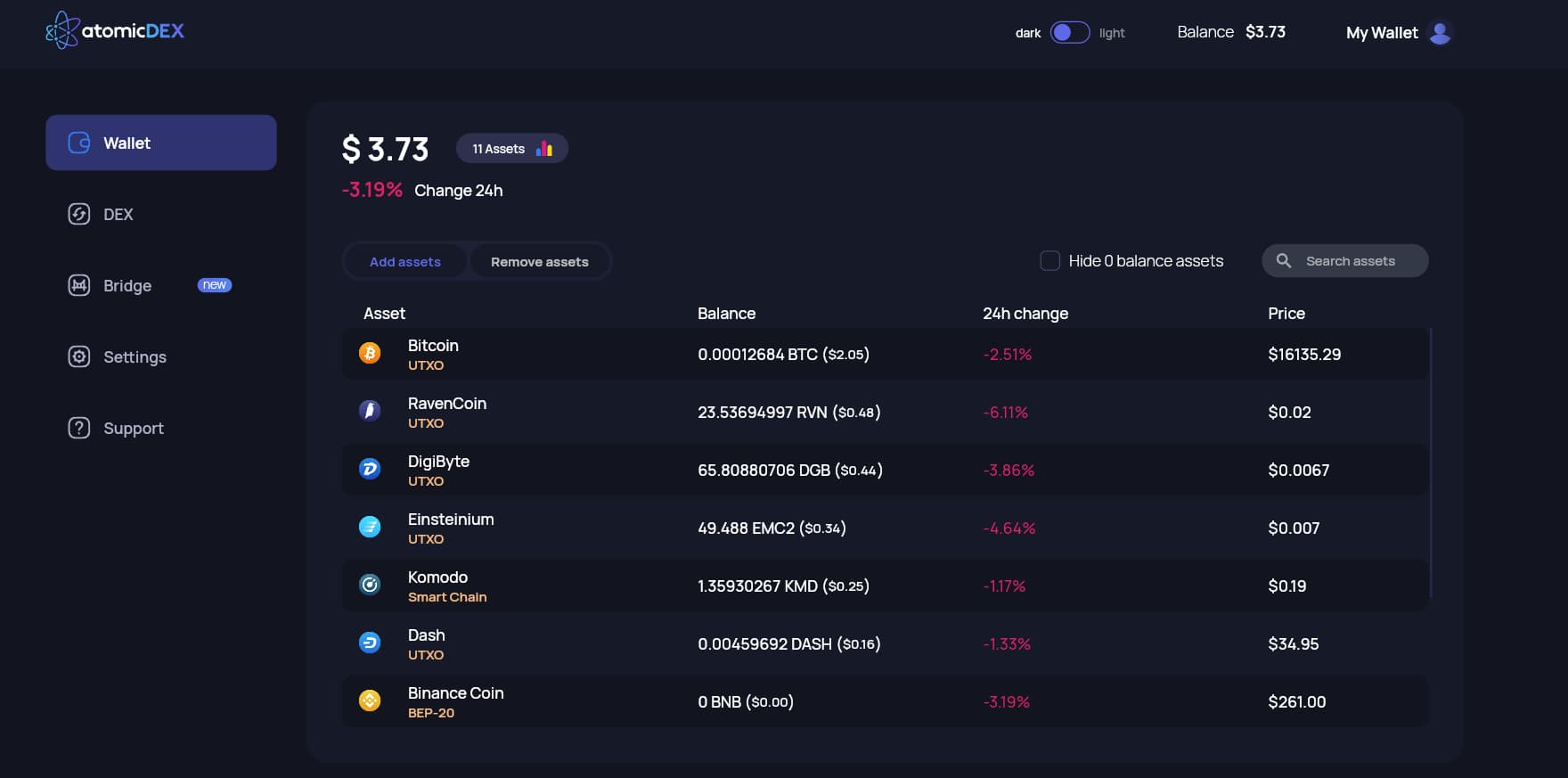 AtomicDEX Wallet - Non-custodial Wallet, Crypto Bridge, and DEX