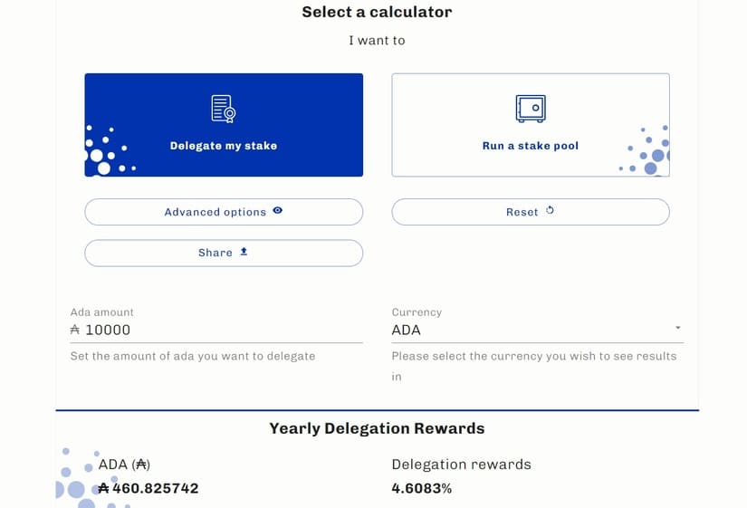 Cardano Reward Calculator