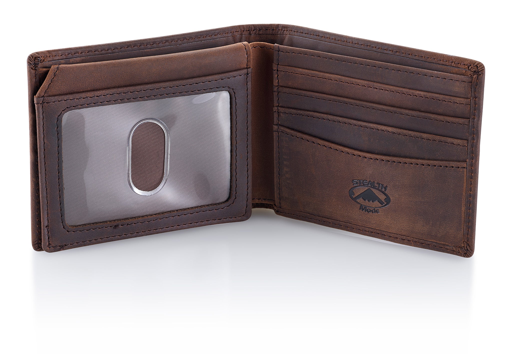 Bison Leather Bifold Wallet With ID Window • Duvall Leatherwork