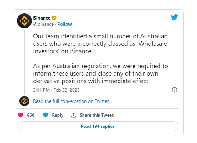 ASIC Cancels The License of Binance Australia Derivatives