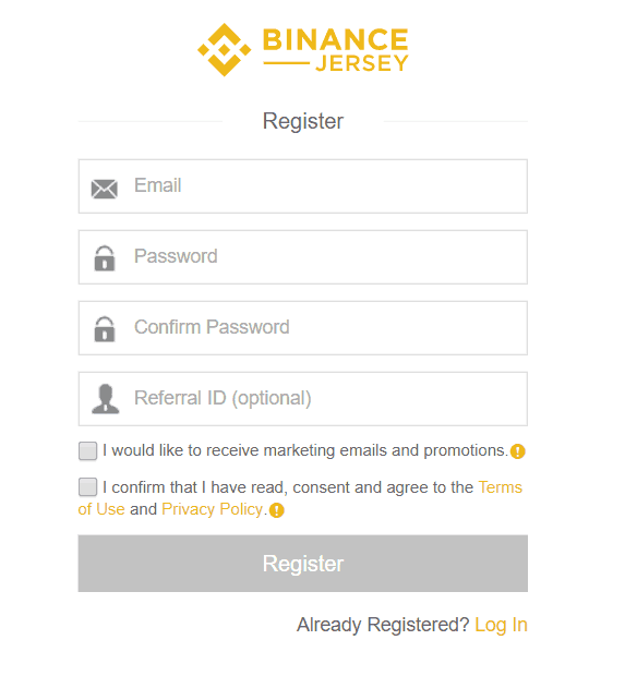 Binance Jersey crypto exchange