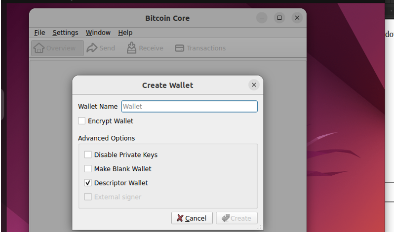 Bitcoin Core - Desktop - Linux - Choose your wallet - Bitcoin