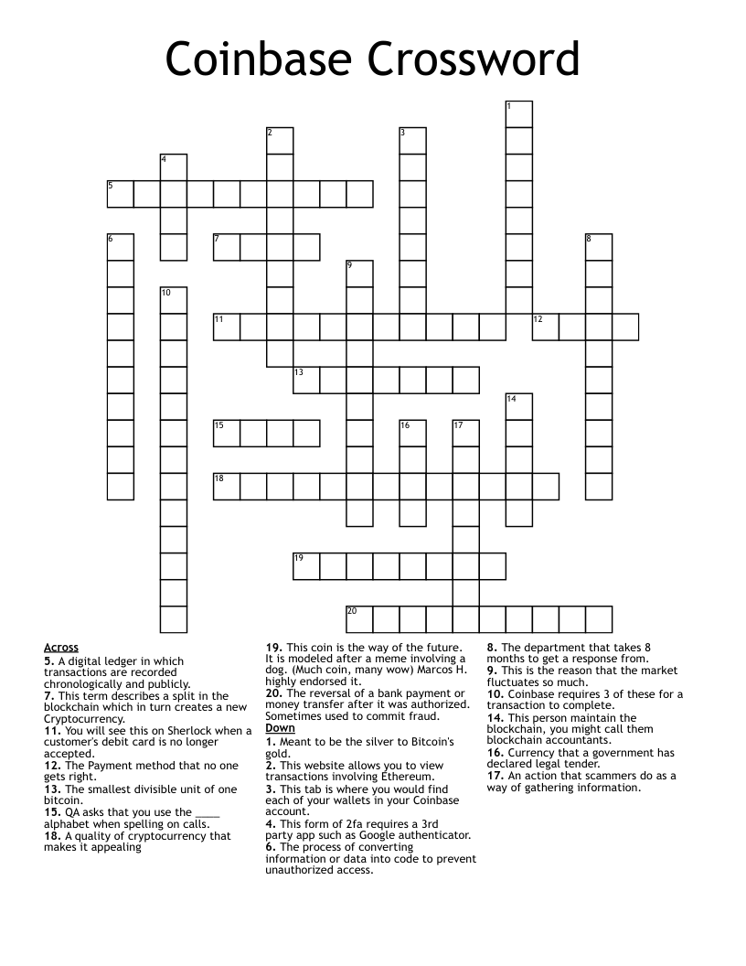 Blockchain Crossword Puzzle Worksheet Activity | Teaching Resources