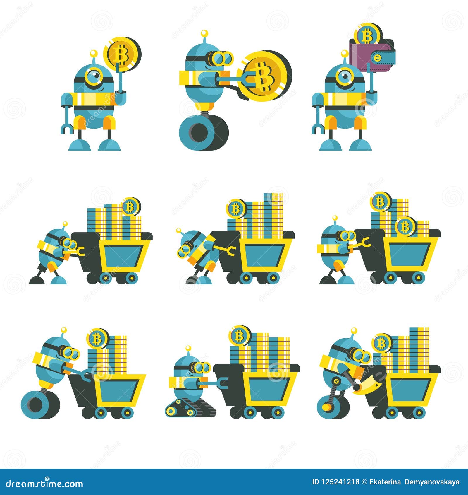 Bitcoin Miner Robot Holding Pickaxe Cartoon Stock Vector (Royalty Free) | Shutterstock