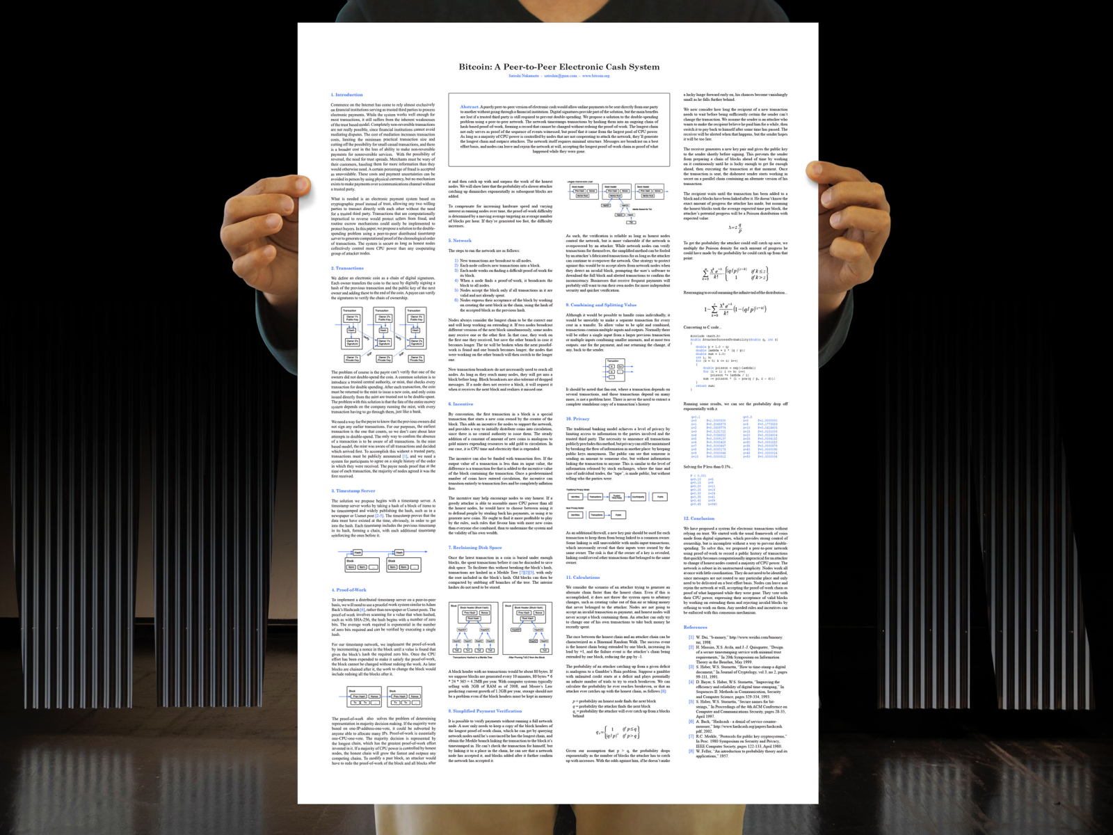 Bitcoin Whitepaper – Onepager A2 Poster | Posth Werk