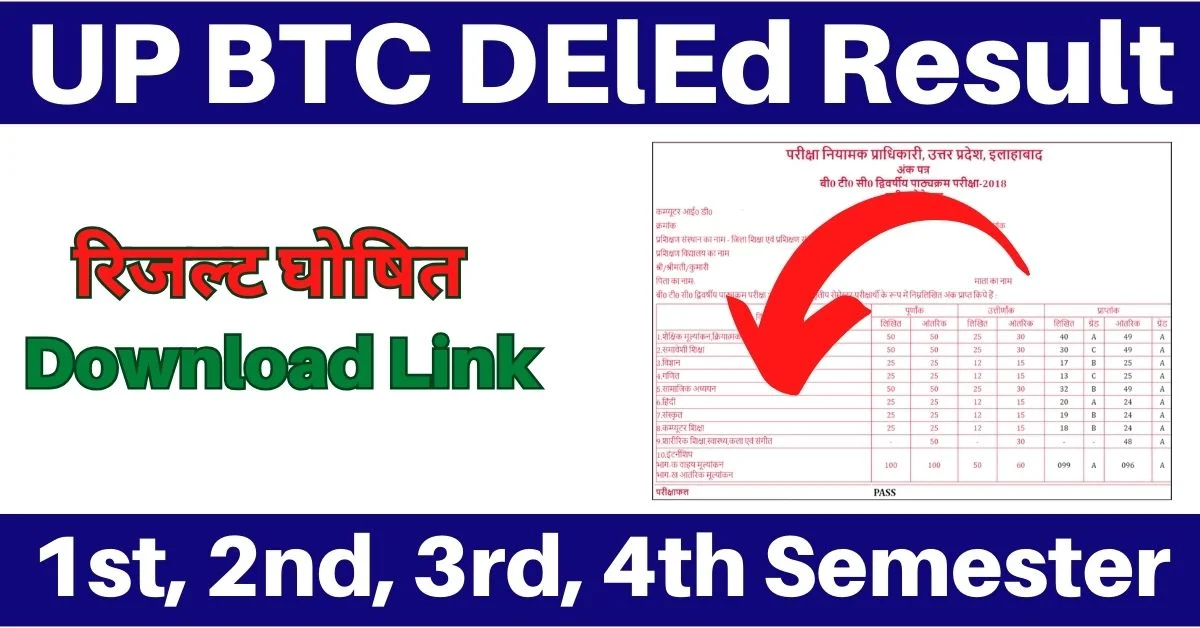 UP BTC DELEd Semester Result | to Exam BTC Results