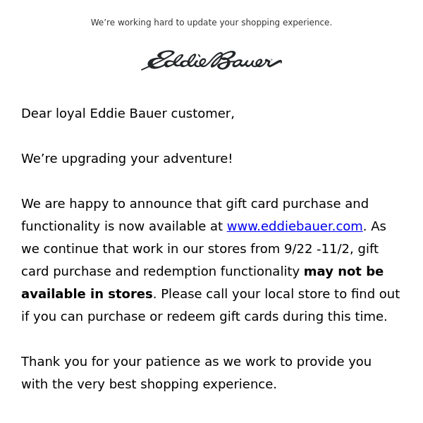 Eddie Bauer | Buy a Gift Card for Eddie Bauer