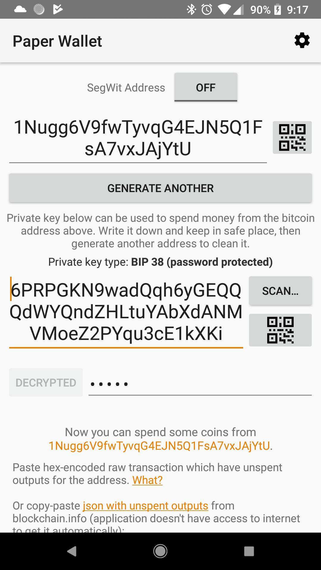 SegWit Paper Wallet