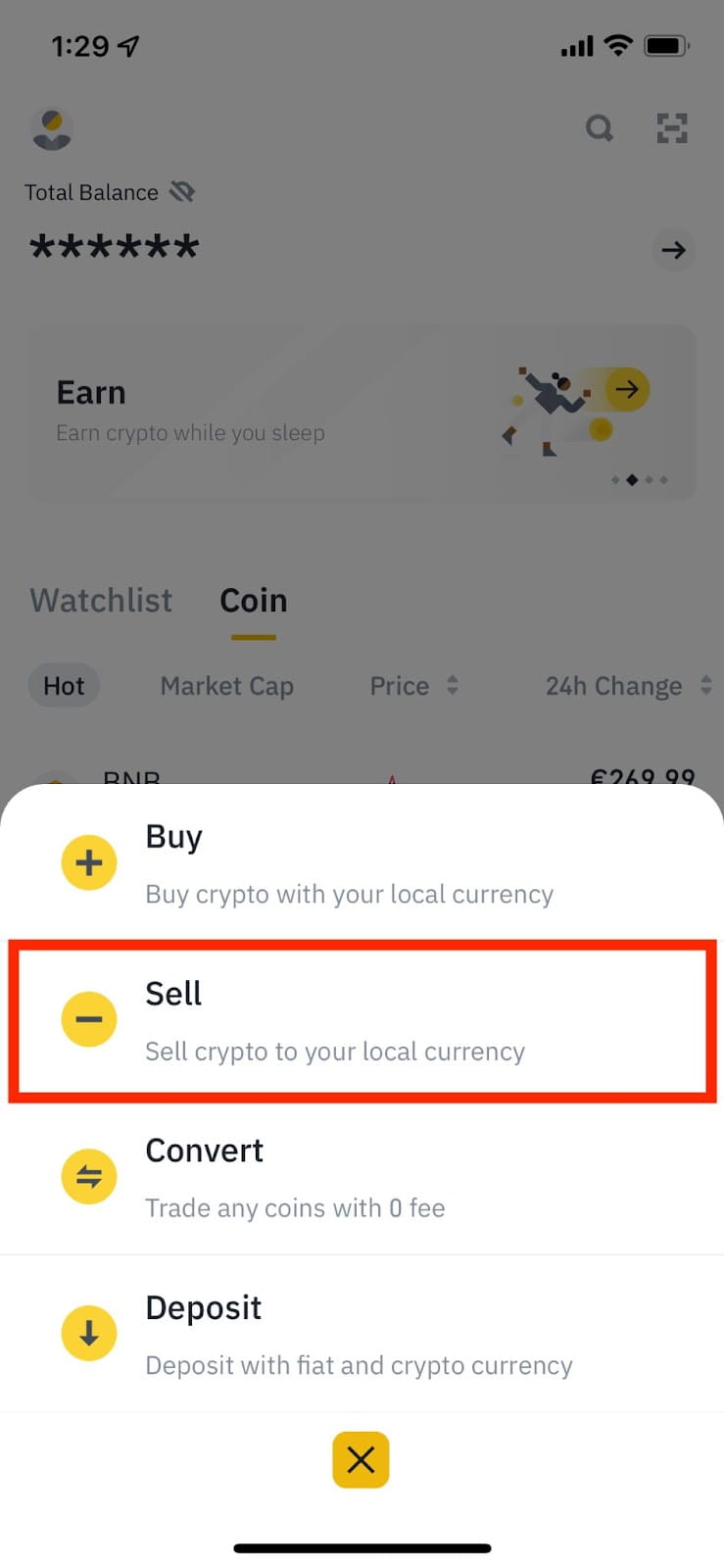 How to sell Binance Smart Chain (BNB)