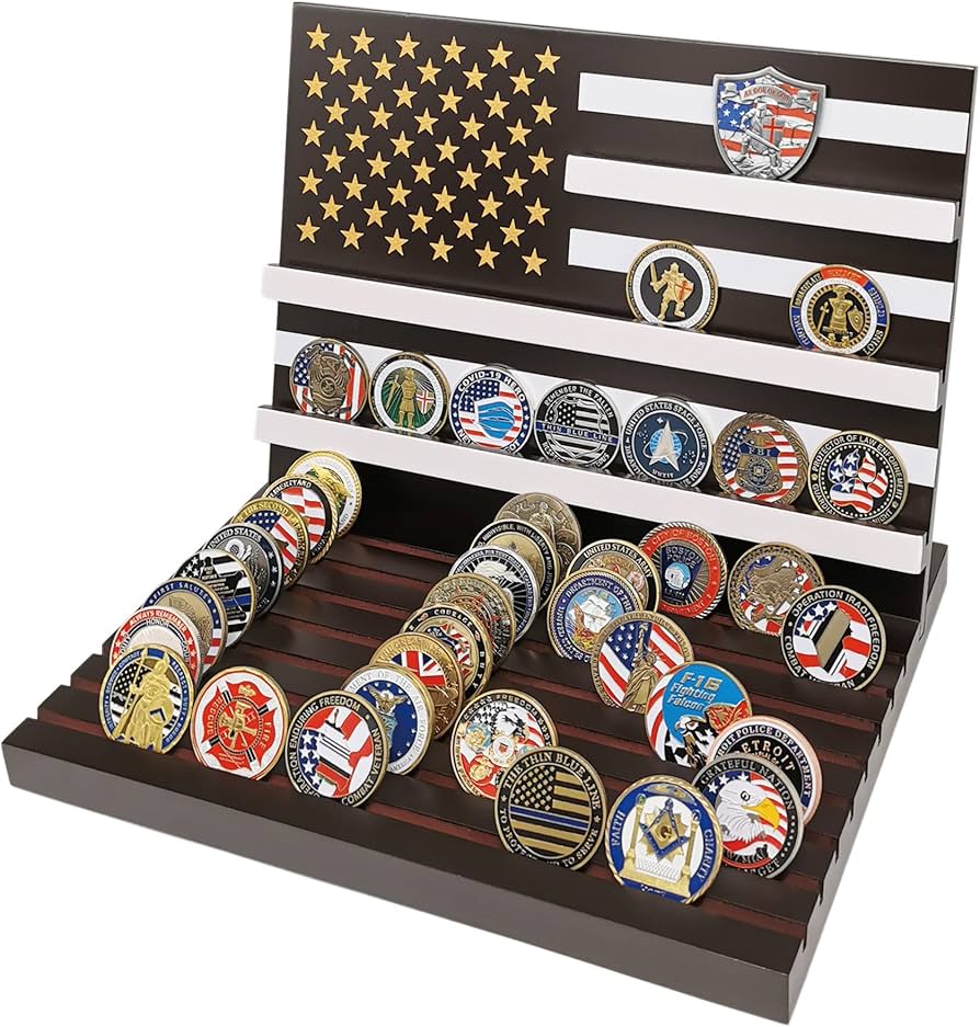 American Flag Coin Holder - Wooden Coin Stand | Teslyar