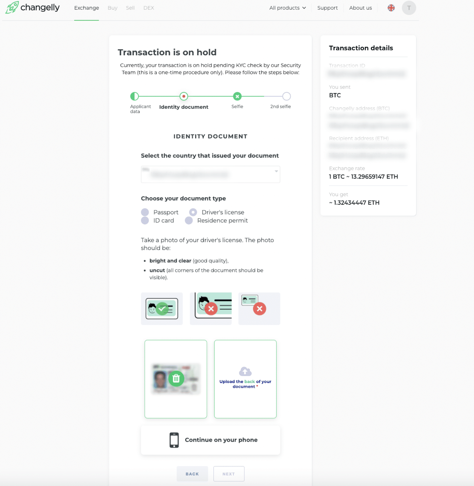 Account requirements and Verificaion on Changelly