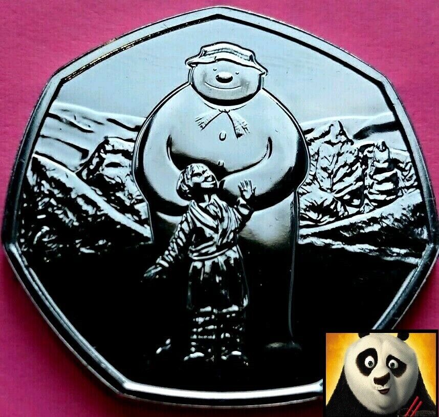 Gibraltar Diamond Finish Father Christmas Coloured 50p Coin In Card - UkCoinHunt