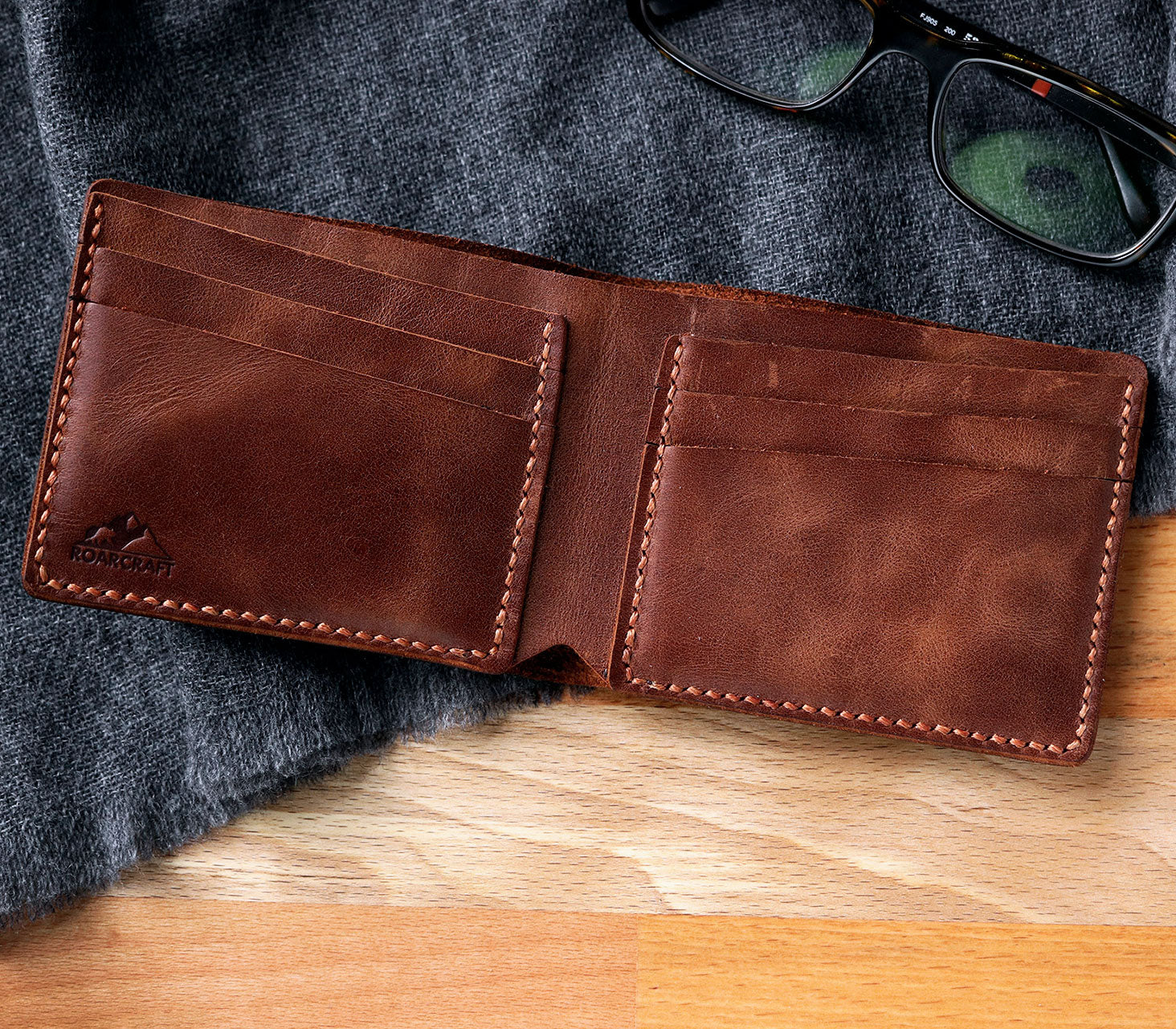 Personalised Handmade Leather Minimalist Bifold Wallet