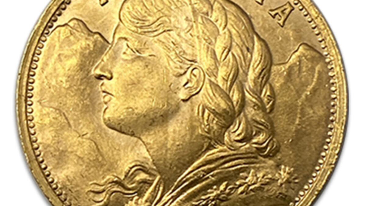 Swiss Gold 20 Francs Helvetia AU