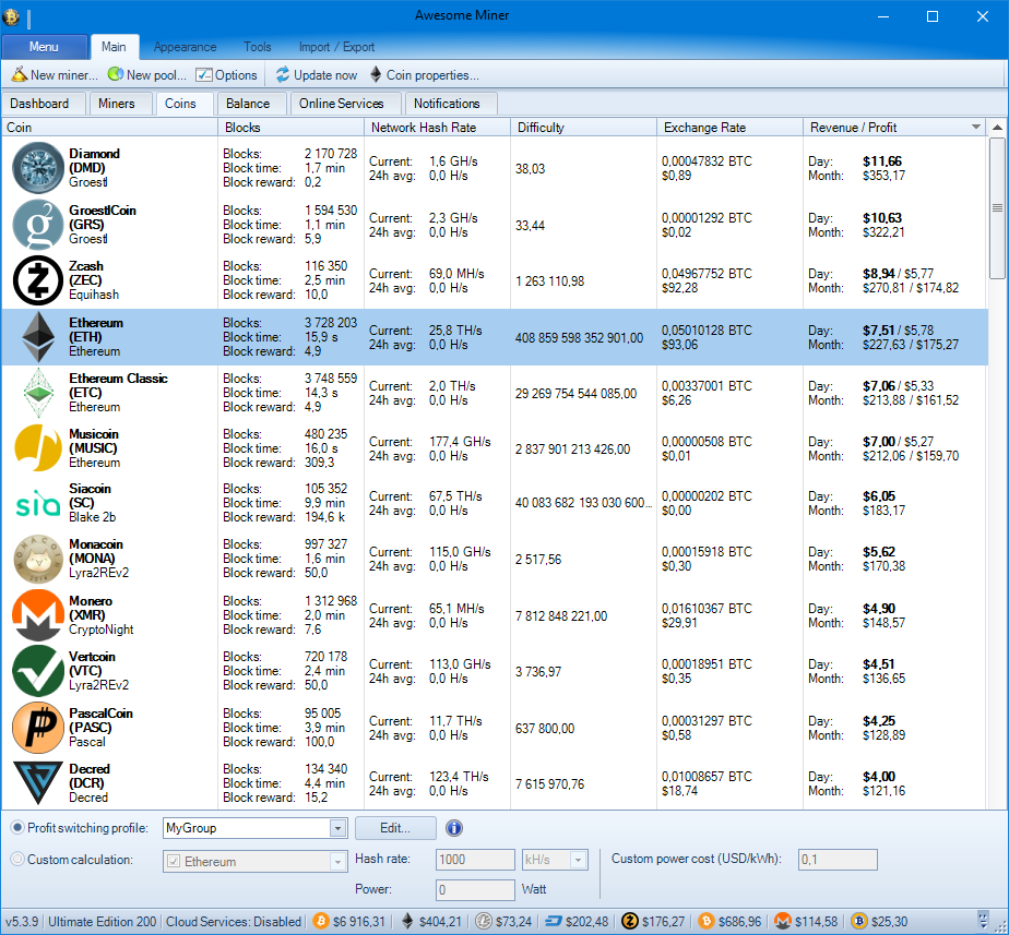 Awesome Miner Ultimate скачать бесплатно