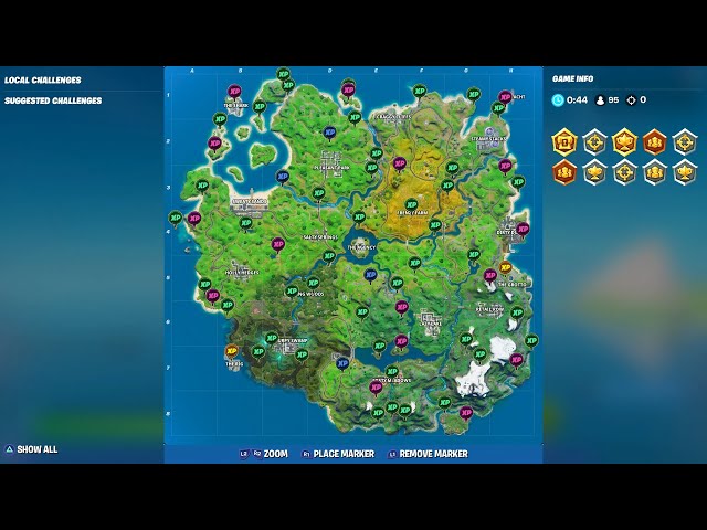 All XP Coin locations Fortnite Chapter 2 Season 5 Week 9 - Green, Blue, Purple, and Gold - Gamepur