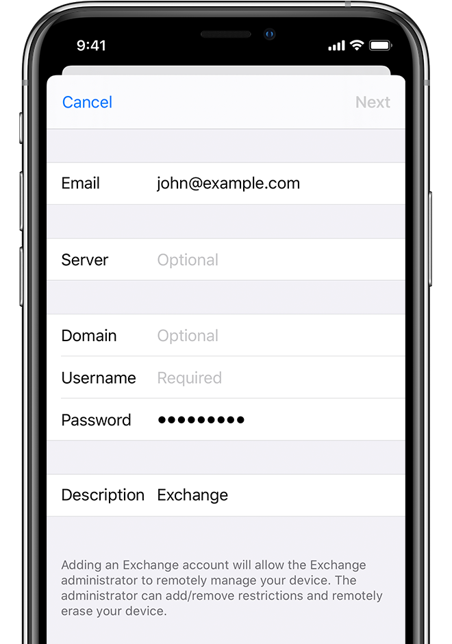 Exchange Account Warning for iOS | IT@Cornell