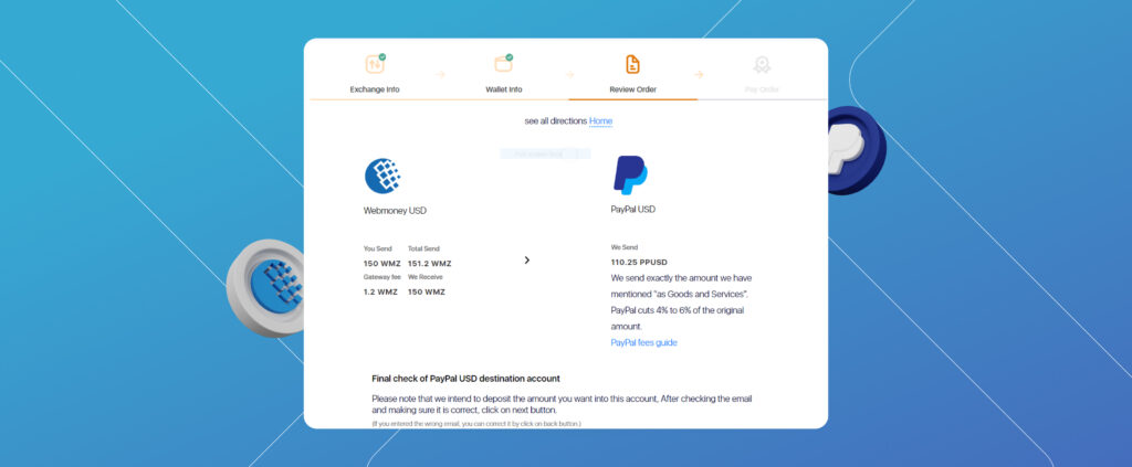 Exchange WebMoney WMZ to PayPal USD  where is the best exchange rate?