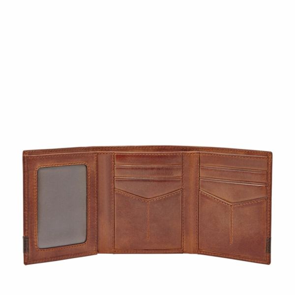 GetUSCart- Fossil Men's Quinn Leather Trifold Wallet, Brown