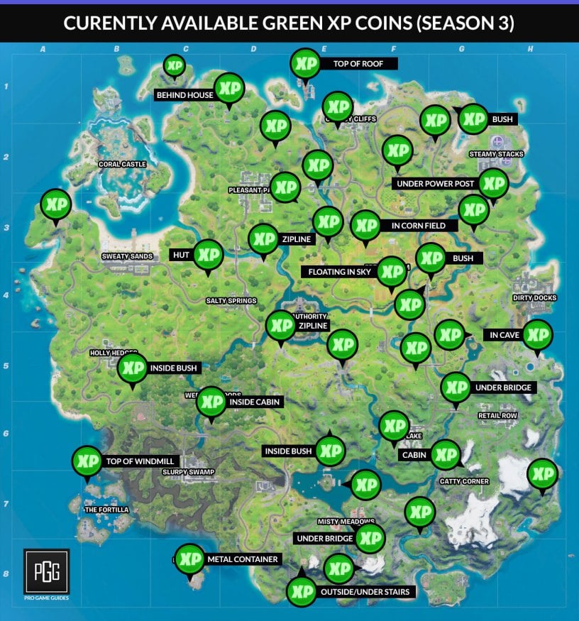 Fortnite: Every Gold XP Coin Location (Season 3 Week 8)