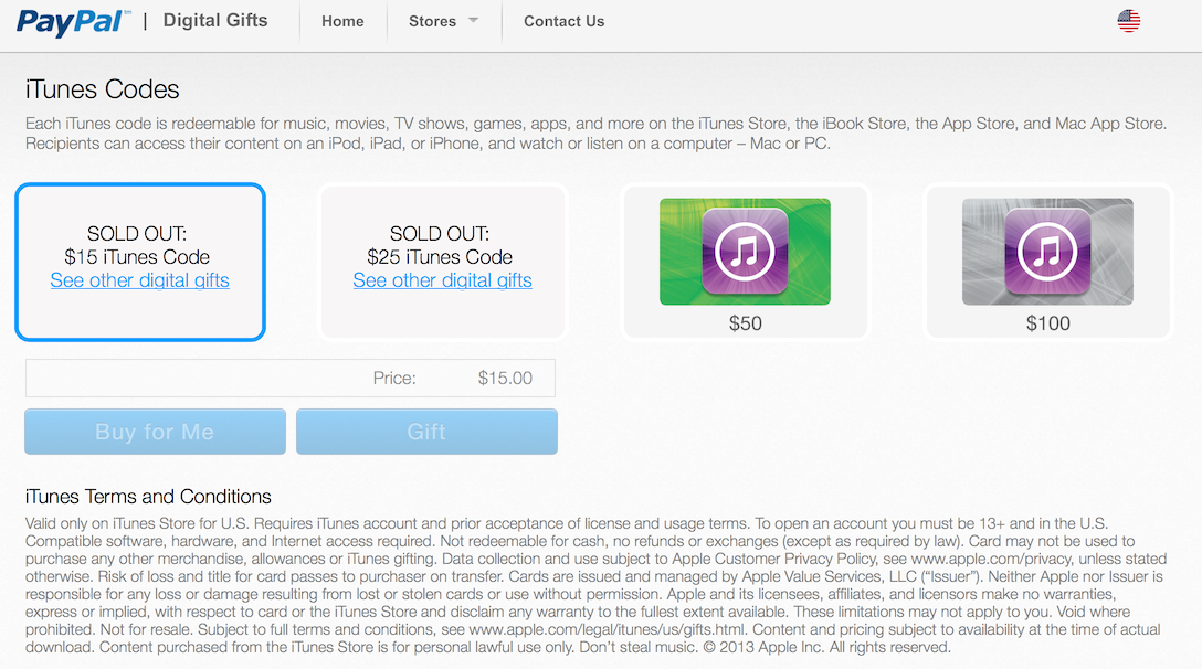 You can now buy iTunes vouchers through PayPal