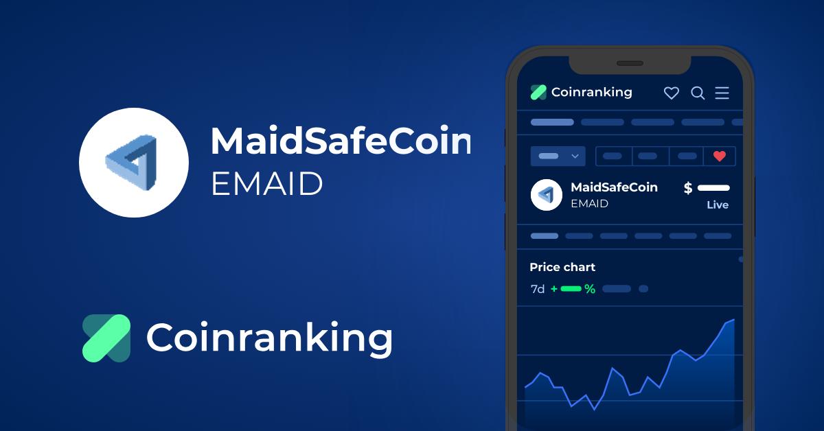 MaidSafeCoin price now, Live EMAID price, marketcap, chart, and info | CoinCarp