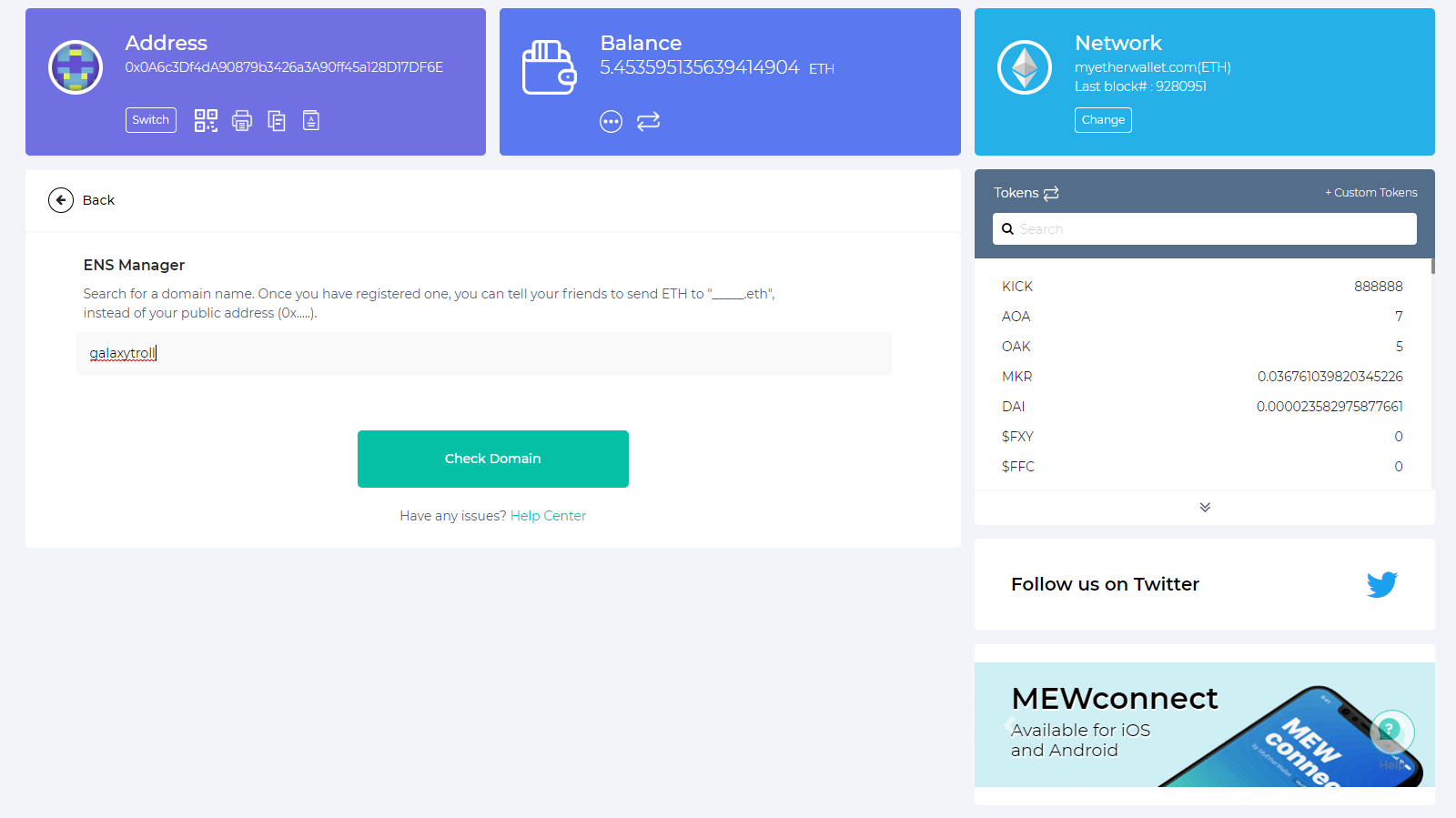 How to Use Perkle with MyEtherWallet (MEW v5, new interface)