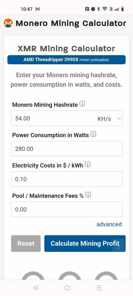 CPU Mining Calculator - Rabid Mining