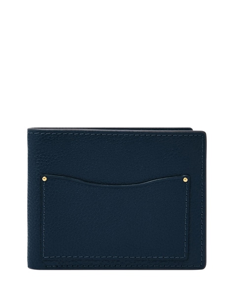 Buy Navy Blue Leather Wallet Online - RK India Store View