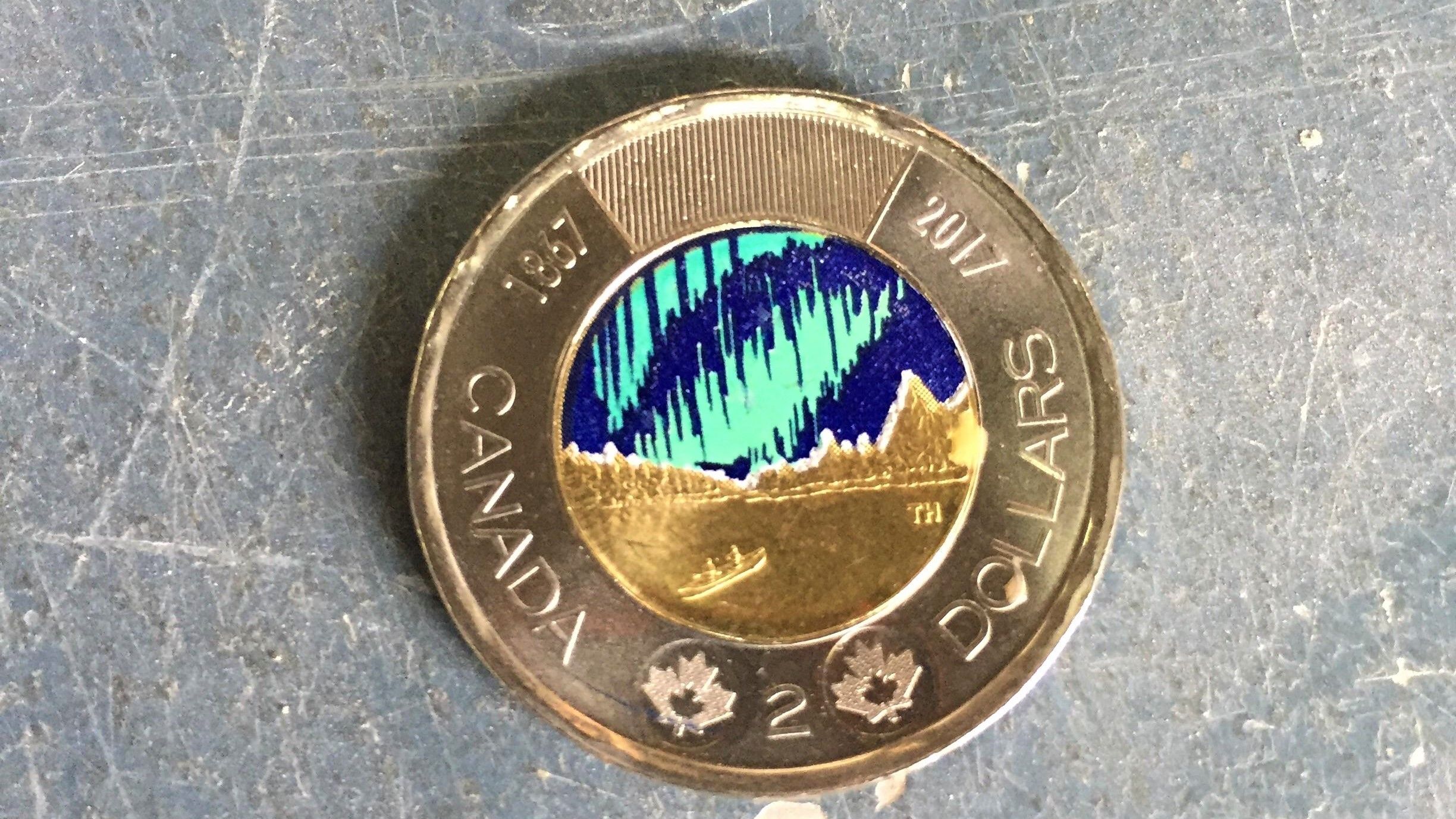 () Canadian $2 Dance Of The Spirits th Anniv Coloured Toonie Coin (Glow-in-the-Dark)