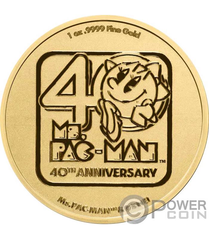 Niue: PAC-MAN kolorowany 1 uncja Srebra Proof Shaped Coin