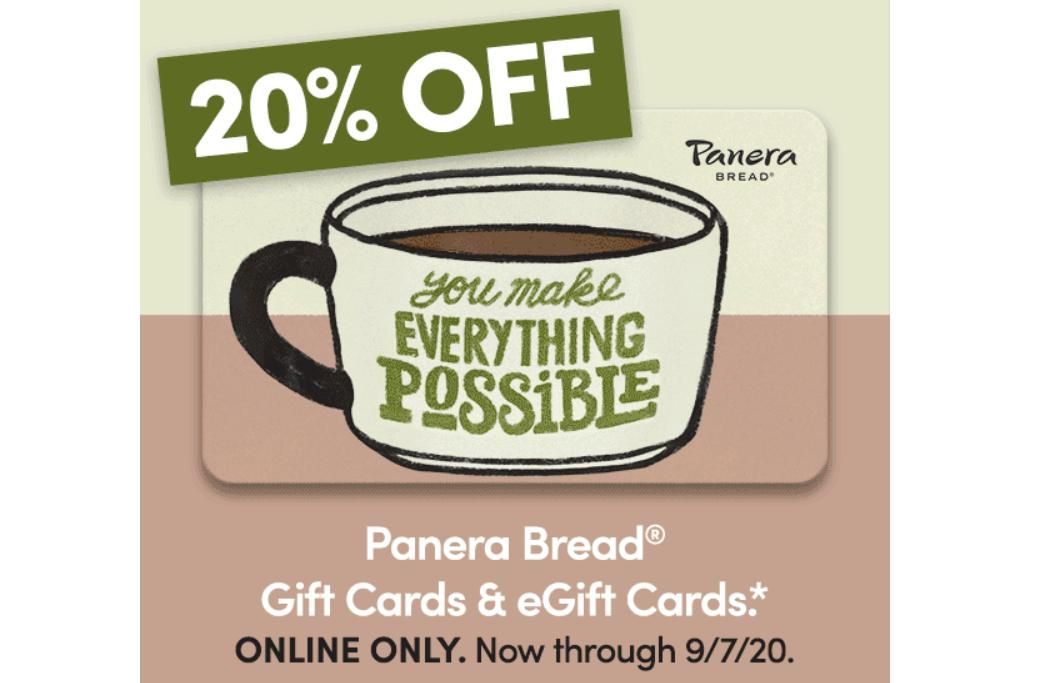 Panera Offers 20 Percent Discount on Gift Cards Through September 5, 