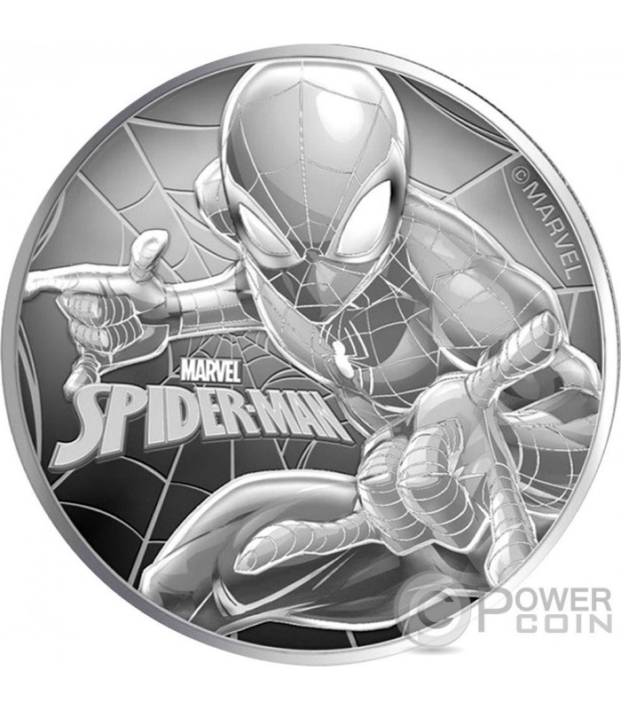 SPIDER MAN Chibi Gilded Marvel Peter Parker 1 Oz Silver Coin 2$ Niue 