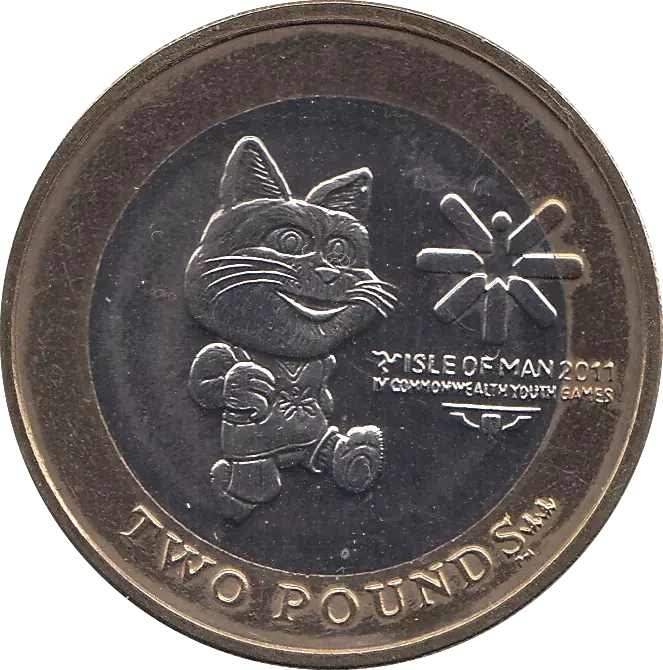 Isle of Man 2 pounds IV Commonwealth Youth Games coin Tosha cat | Coinsberg